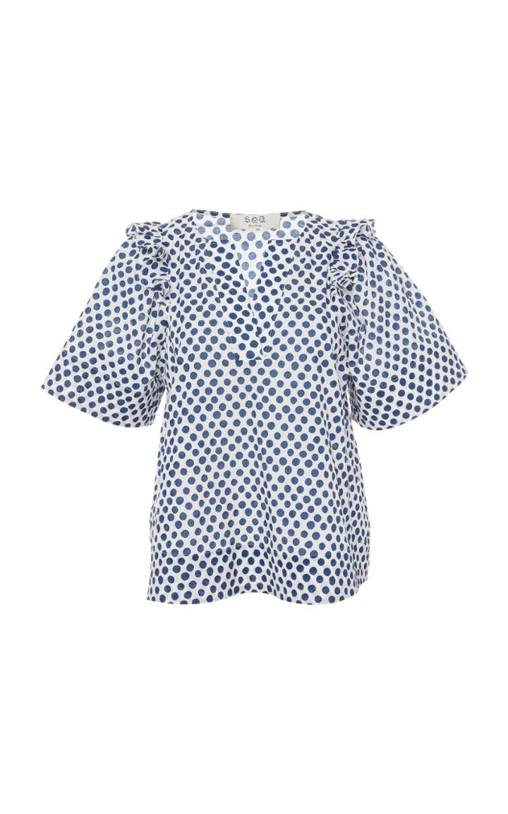 Sea Polka-dot Short-sleeve Top
