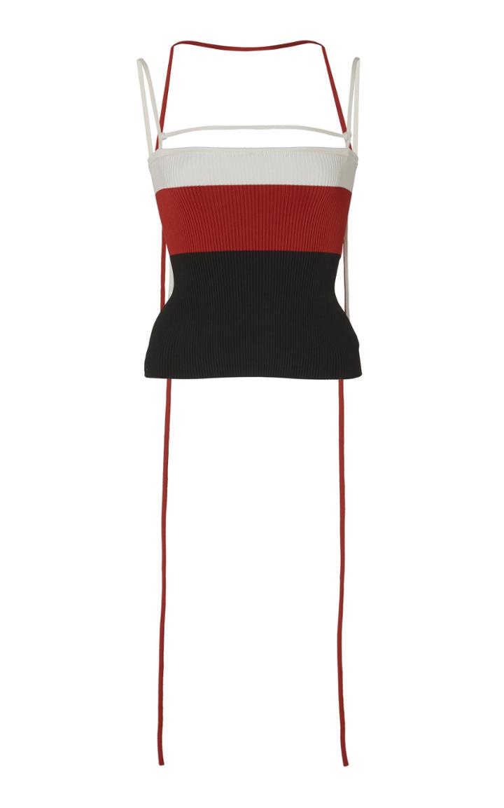 Peter Do Color-blocked Ribbed-knit Tank Top