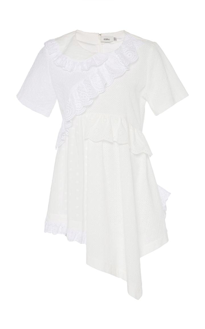 Goen.j Eyelet Ruffle-trimmed Blouse