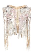 Balmain Hooded Embroidered Mesh Jacket