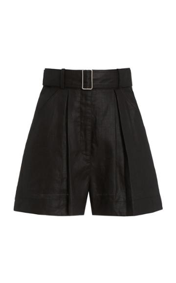 Matthew Bruch Pleated Linen Shorts