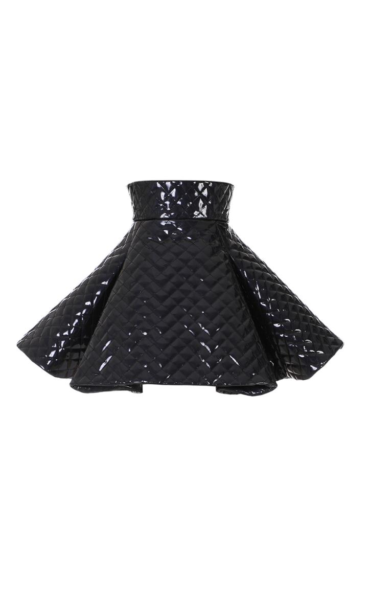 Balmain Quilted Patent Leather Mini Skirt