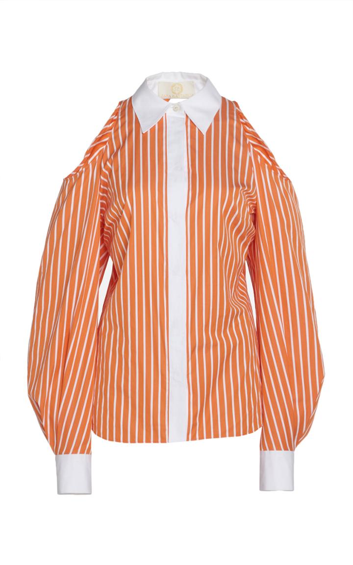 Sara Battaglia Cotton Puff Sleeve Button Down