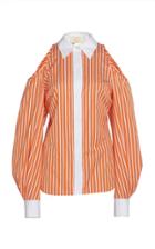Sara Battaglia Cotton Puff Sleeve Button Down