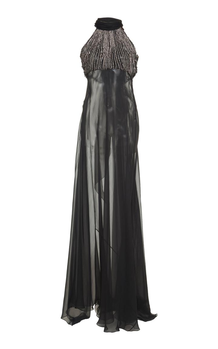 Alberta Ferretti Beaded Halter Gown