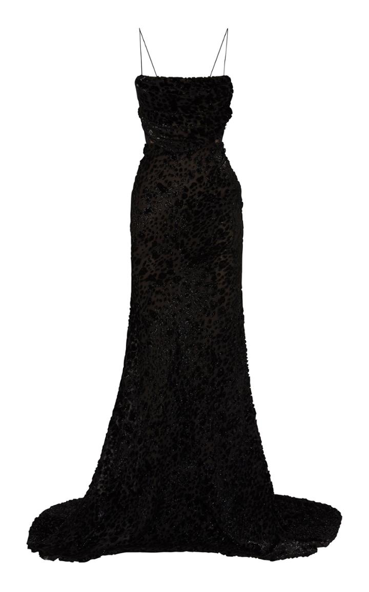 Alex Perry Anderson Draped Leopard Devore Gown