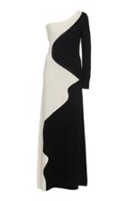 Victor Glemaud Color-block One-shoulder Merino Wool Maxi Dress