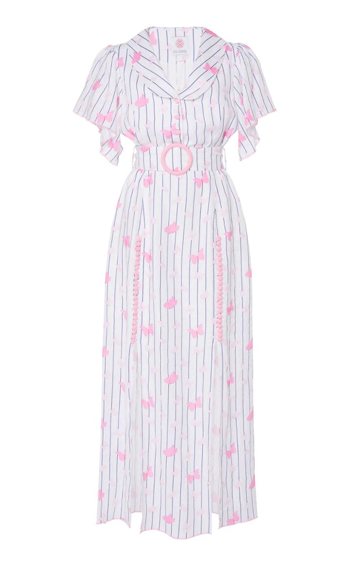 Gl Hrgel Printed Slit Midi Shirt Dress