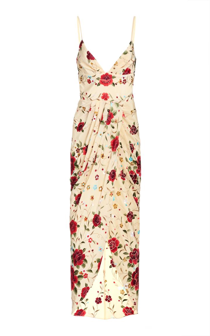 Moda Operandi Johanna Ortiz Amorousness Floral-embroidered Silk Dress