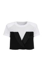 Moda Operandi Balmain Jacket-detailed Cropped Jersey T-shirt Size: 34