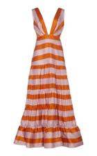 Johanna Ortiz Viveza Colorida Striped Silk-satin Gown