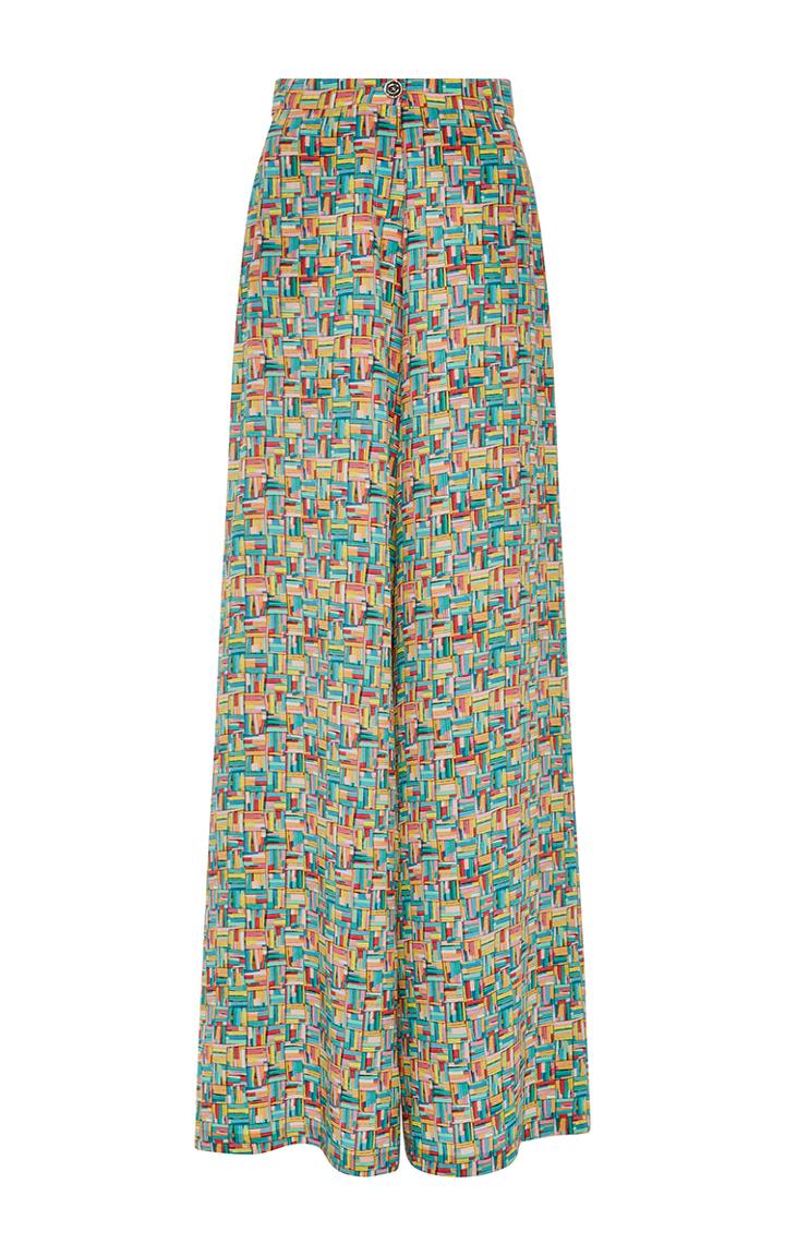 Christina Economou Printed Wide Leg Pants