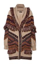 Etro Fringed Intarsia Wool-blend Cardigan