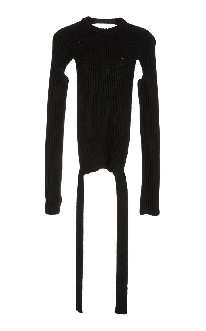 Proenza Schouler Crew Neck Draped Wool Sweater