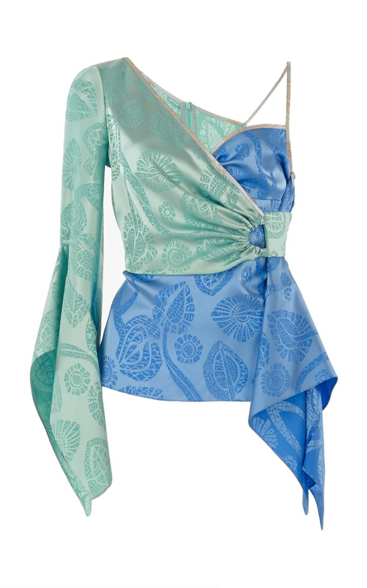 Peter Pilotto Satin Jacquard Half Wrap Top