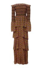 A.l.c. Amalia Off-the-shoulder Smocked Silk Maxi Dress