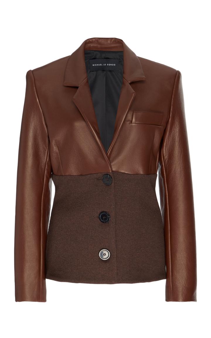 Moda Operandi Michael Lo Sordo Ribbed Hybrid Leather Blazer Size: 4