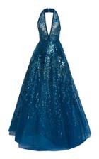 Elie Saab Sequin Embroidered Halter Neck Gown