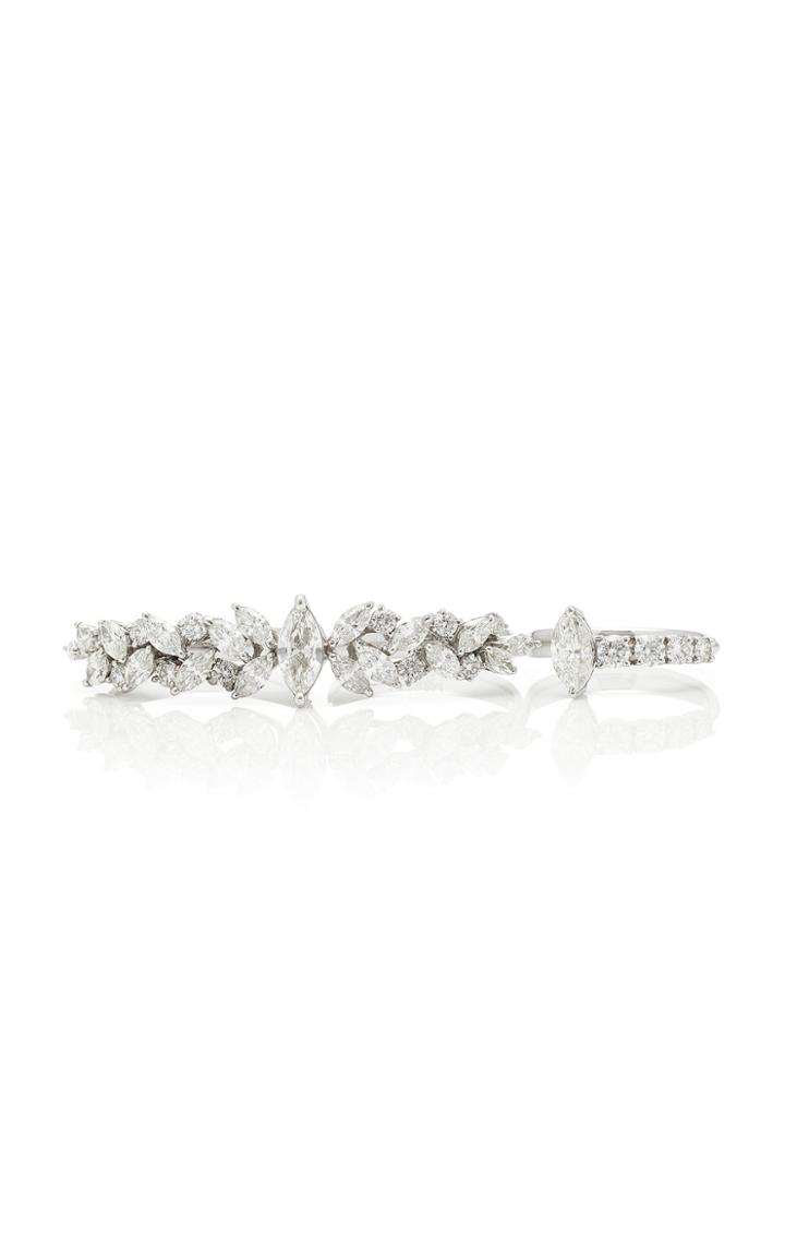 Yeprem Floral 18k White Gold And Diamond Three-finger Ring