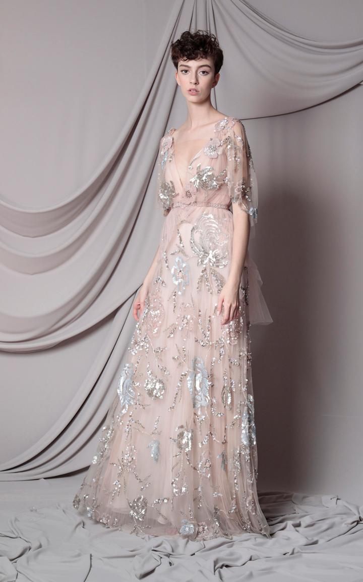 Moda Operandi Marco & Maria Crystal Embroidered Belted Dress