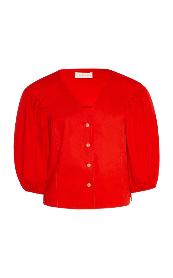 Moda Operandi Tory Burch Puffed Sleeve Cotton Top Size: 00