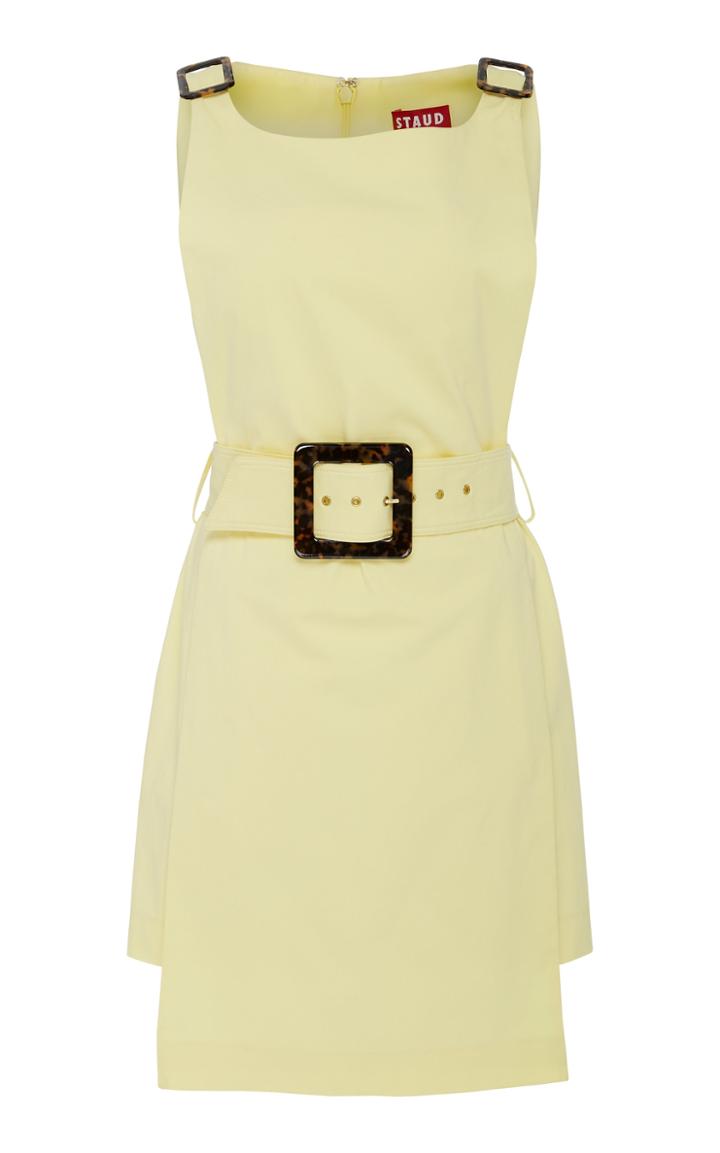 Staud Radar Belted Stretch-cotton Mini Dress