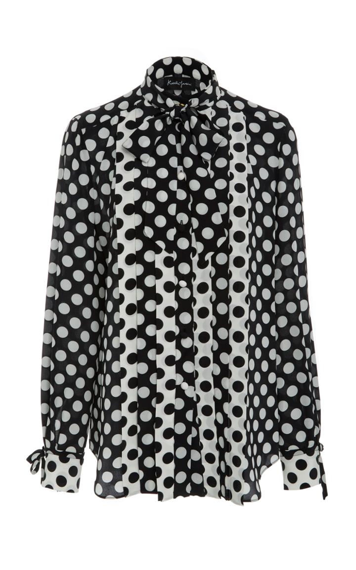 Rossella Jardini Polka Dot Tie Collar Top