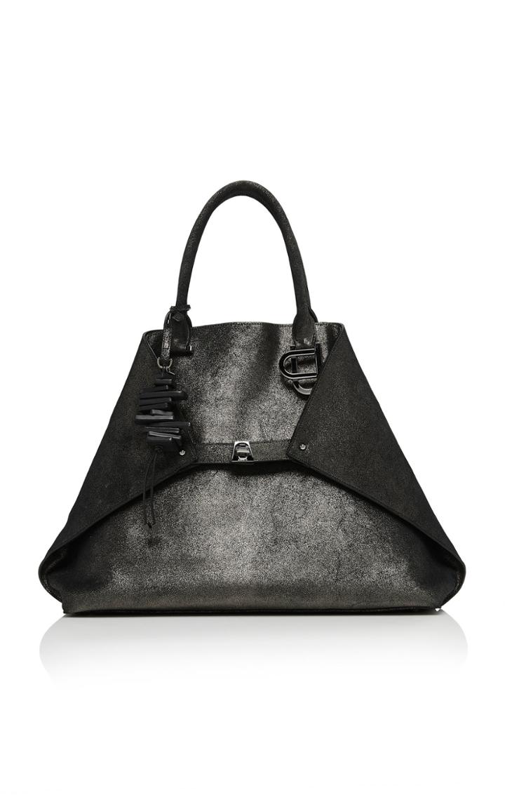 Akris Ai Medium Metallic Suede And Leather Bag