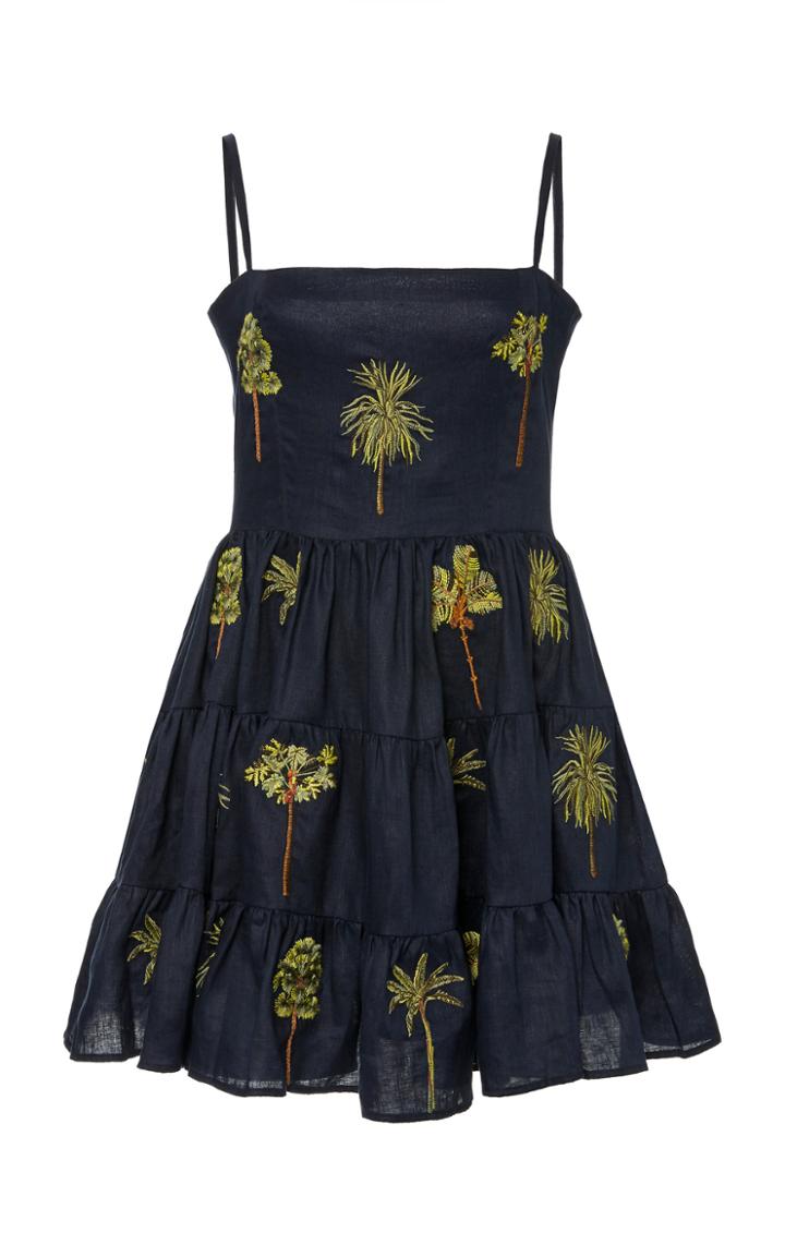 Agua By Agua Bendita Lima Tropico Printed Linen Mini Dress