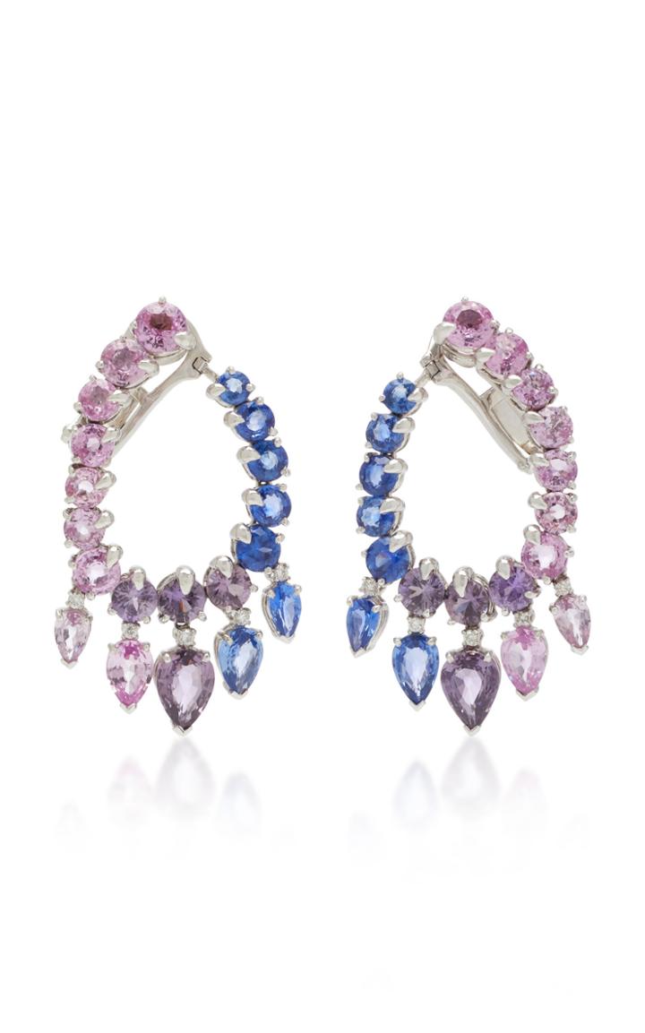 Gioia 18k White Gold And Sapphire Creole Hoop Earrings