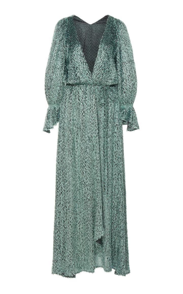 Cult Gaia Oona Plunging V-neck Drawstring-waist Silk Blend Midi Dress