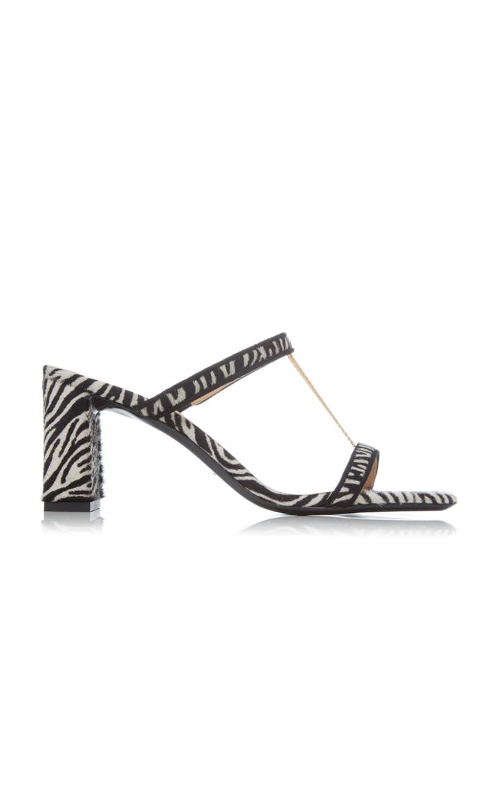By Far Chloe Zebra-print Pony Hair Leather Sandals