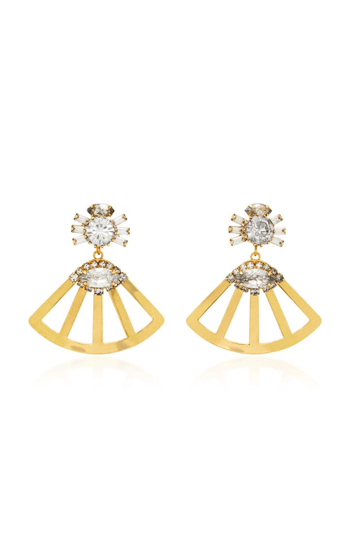 Nicole Romano Fanned Lotus 18k Gold-plated Crystal Earrings