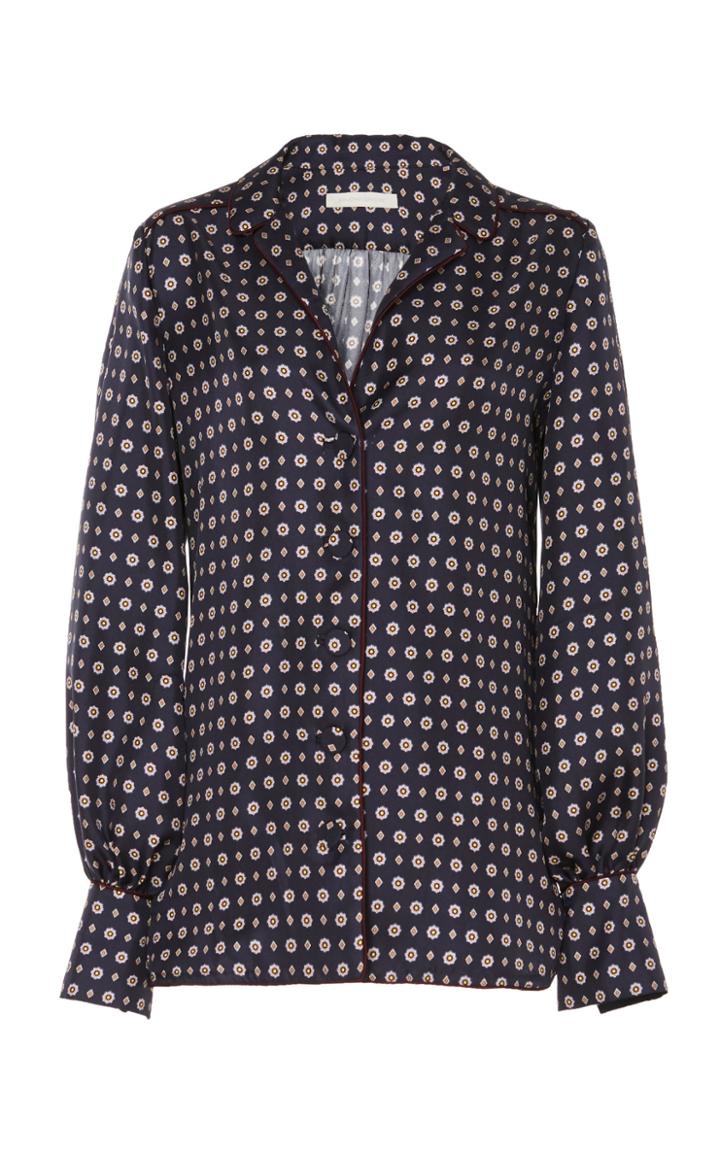 Jonathan Simkhai Floral-print Satin Button-front Top