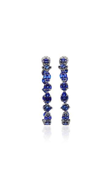 Nam Cho 18k White Gold Rhodium-plated Sapphire And Diamond Hoop Earrings