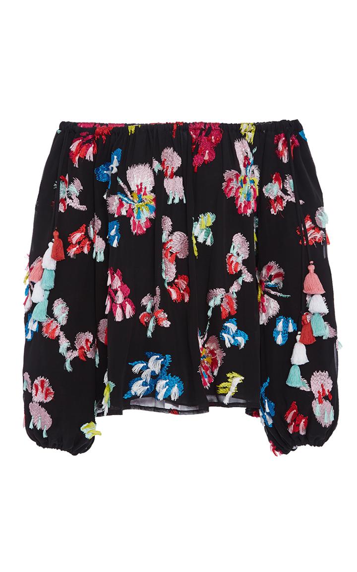 Tanya Taylor Textured Floral Tessa Top