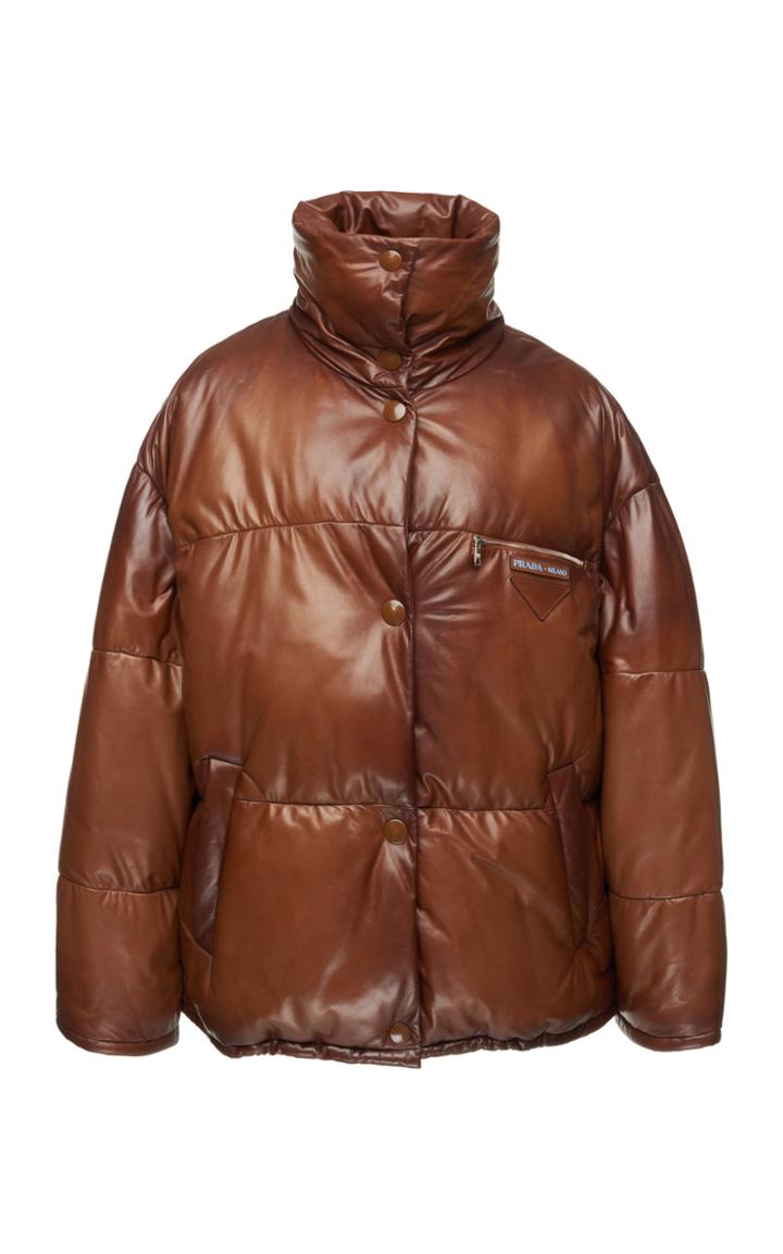 Prada Leather Puffer Coat