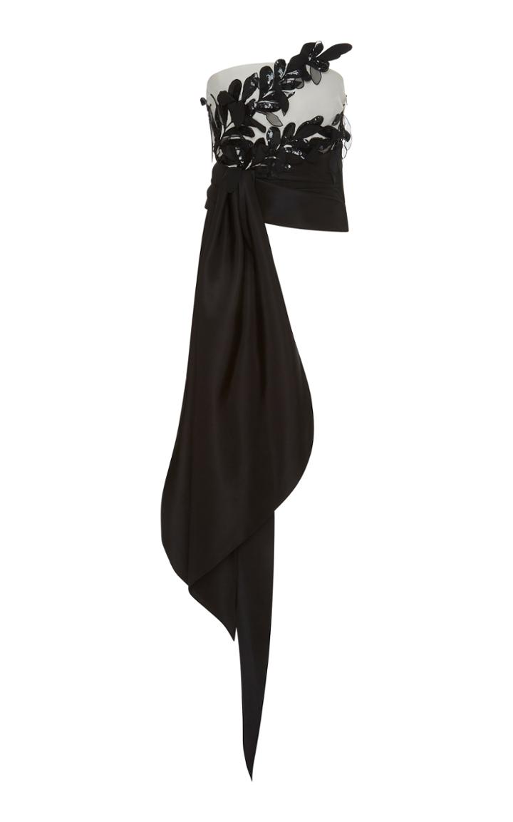 Oscar De La Renta Sequin Embroidered Strapless Top