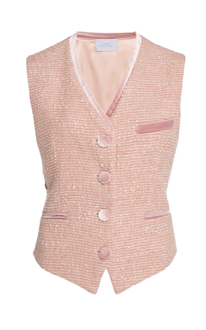 Luisa Beccaria Virgin Wool Tweed Vest