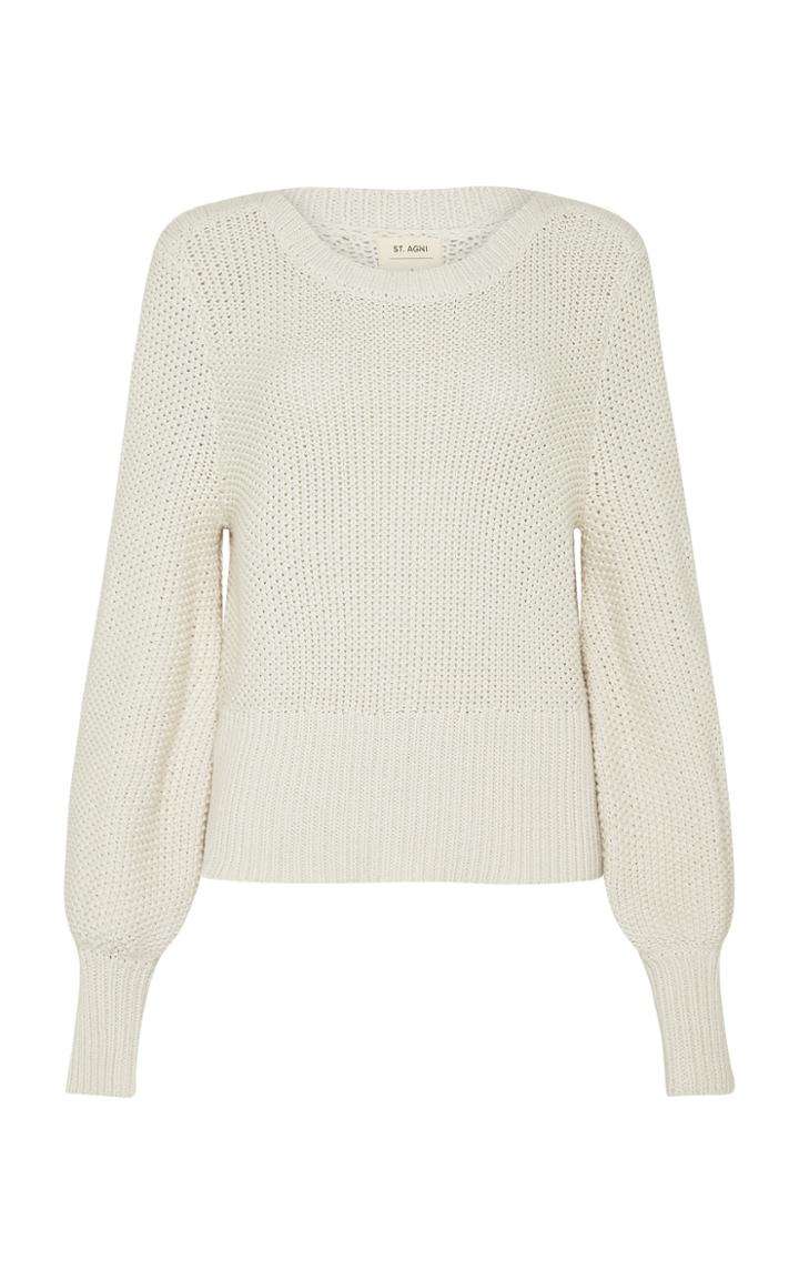 Moda Operandi St. Agni Maiko Waffle-knit Cotton Puff-sleeve Sweater