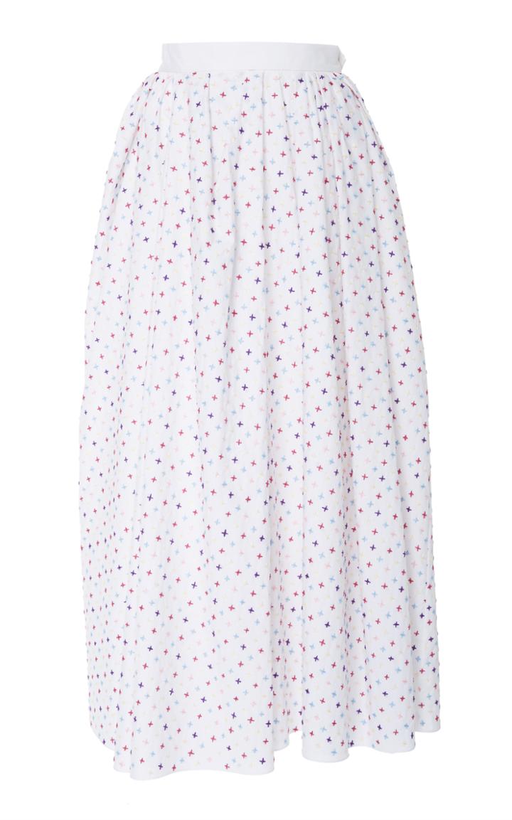 Adam Lippes Poplin Gathered Midi Skirt