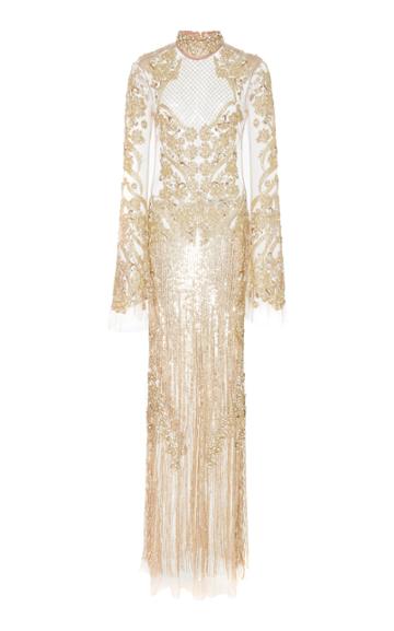 Amen Couture Embroidered Long Sleeve Gown