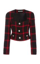 Moda Operandi Alessandra Rich Checked Tweed Cropped Jacket Size: 38