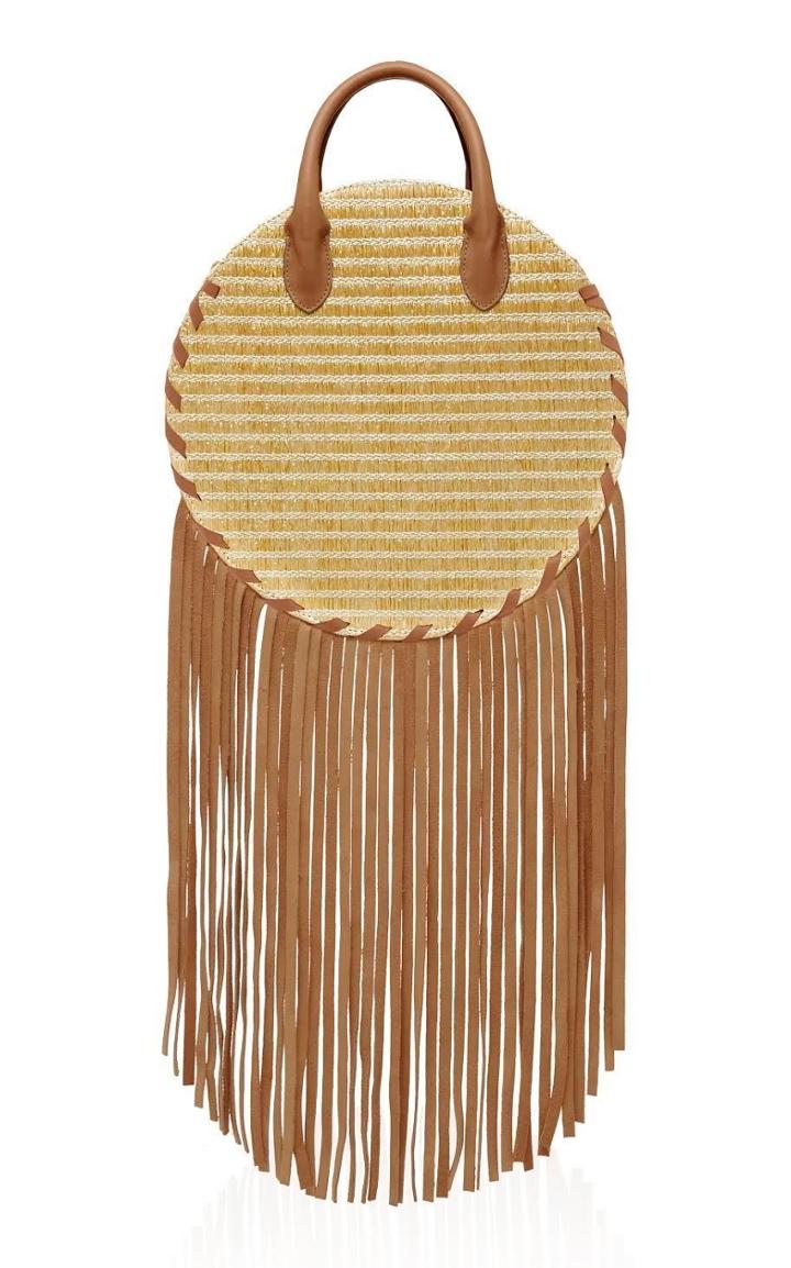 Poolside Large Metallic Raffia Tote With Fringe
