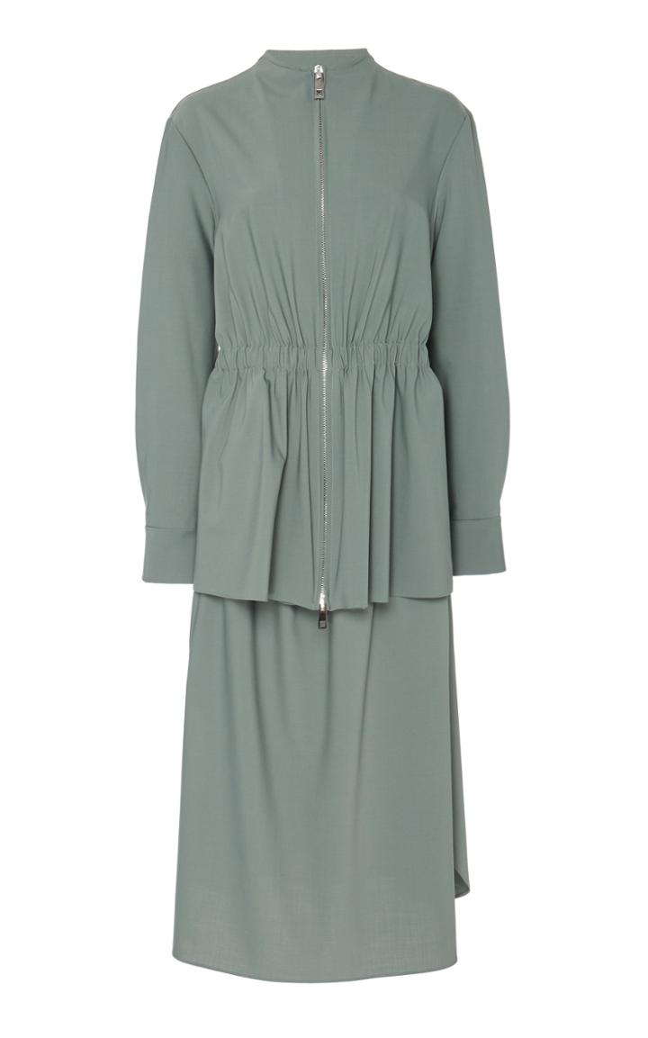 Tibi Tiered Gathered Cady Peplum Dress