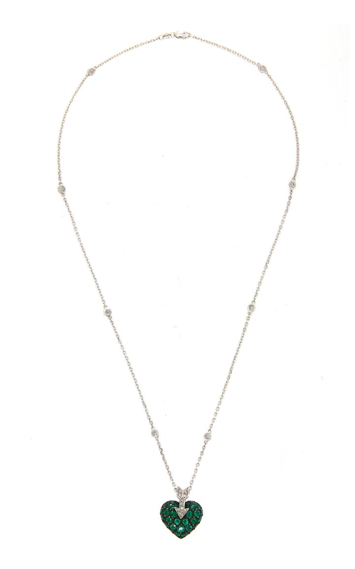 Gioia 18k White Gold Platinum Emerald And Diamond Necklace