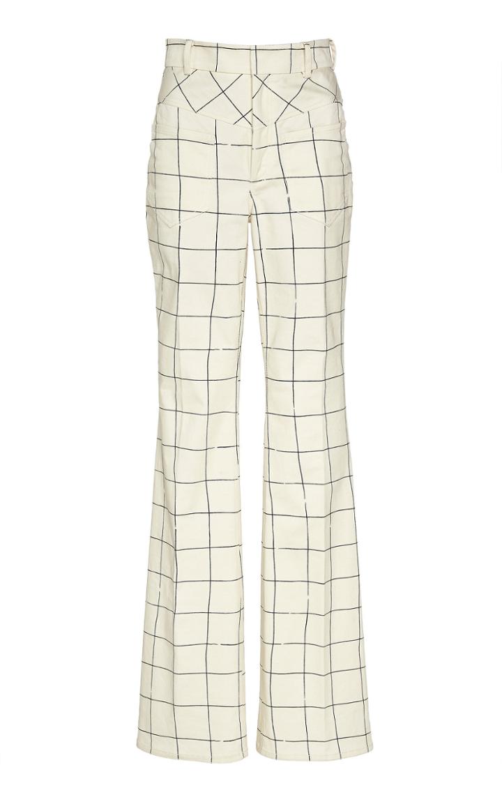 Moda Operandi Giambattista Valli Checked Crepe High-rise Flared Pants Size: 40
