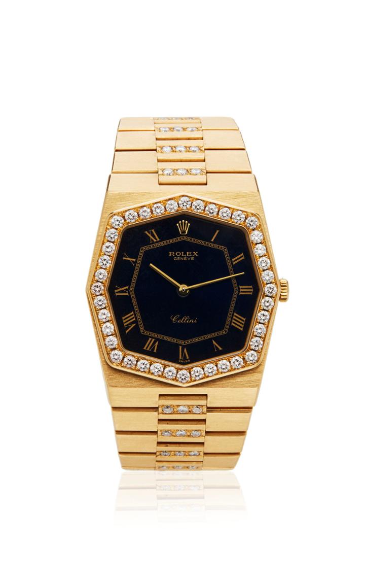 Moda Operandi Vintage Rolex 18k Yellow Gold 1981 Vintage Rolex Cellini Custom Diamon