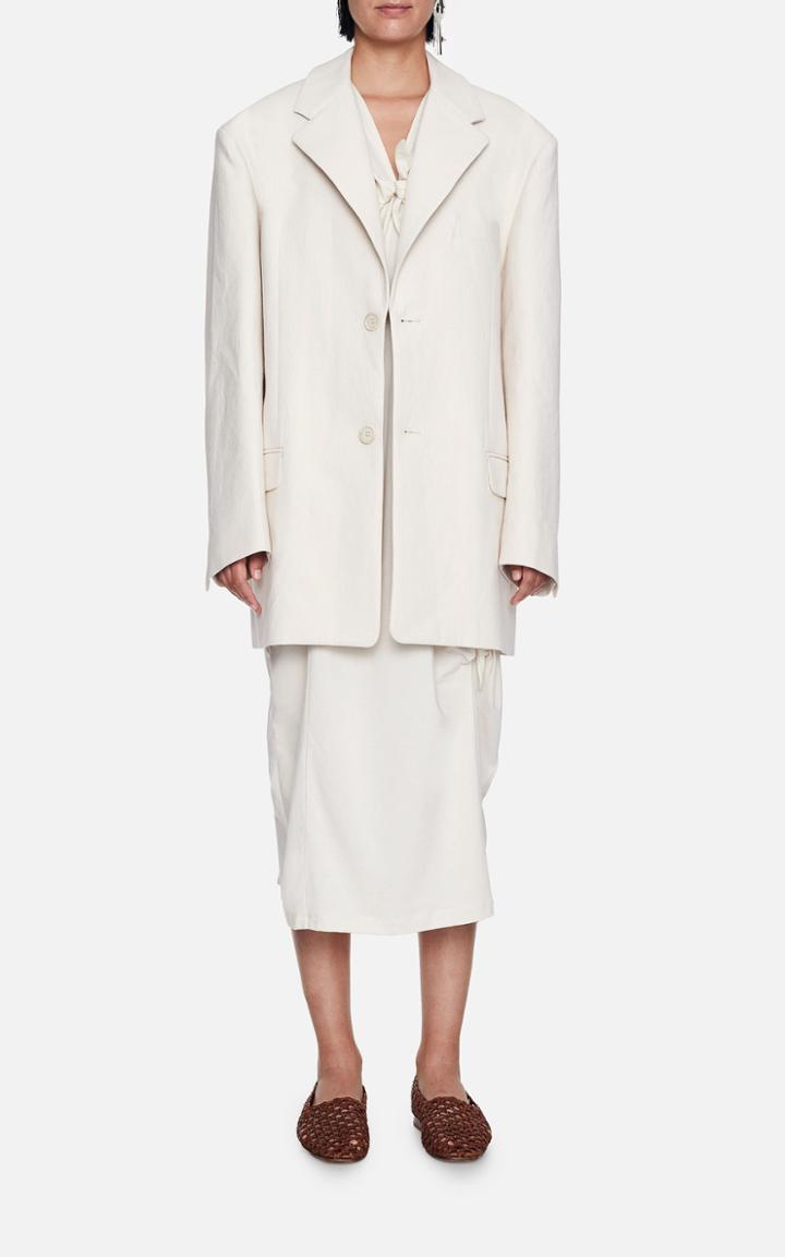 Moda Operandi Mark Kenly Domino Tan Jack Oversized Cotton Single-breasted Blazer