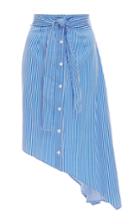 Tome Satin Stripe Asymmetric Button-up Skirt